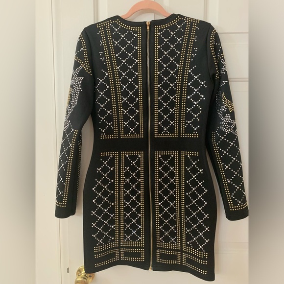 ⭐️Miss Ord silver and gold studded black mini dress size large - Picture 3 of 5